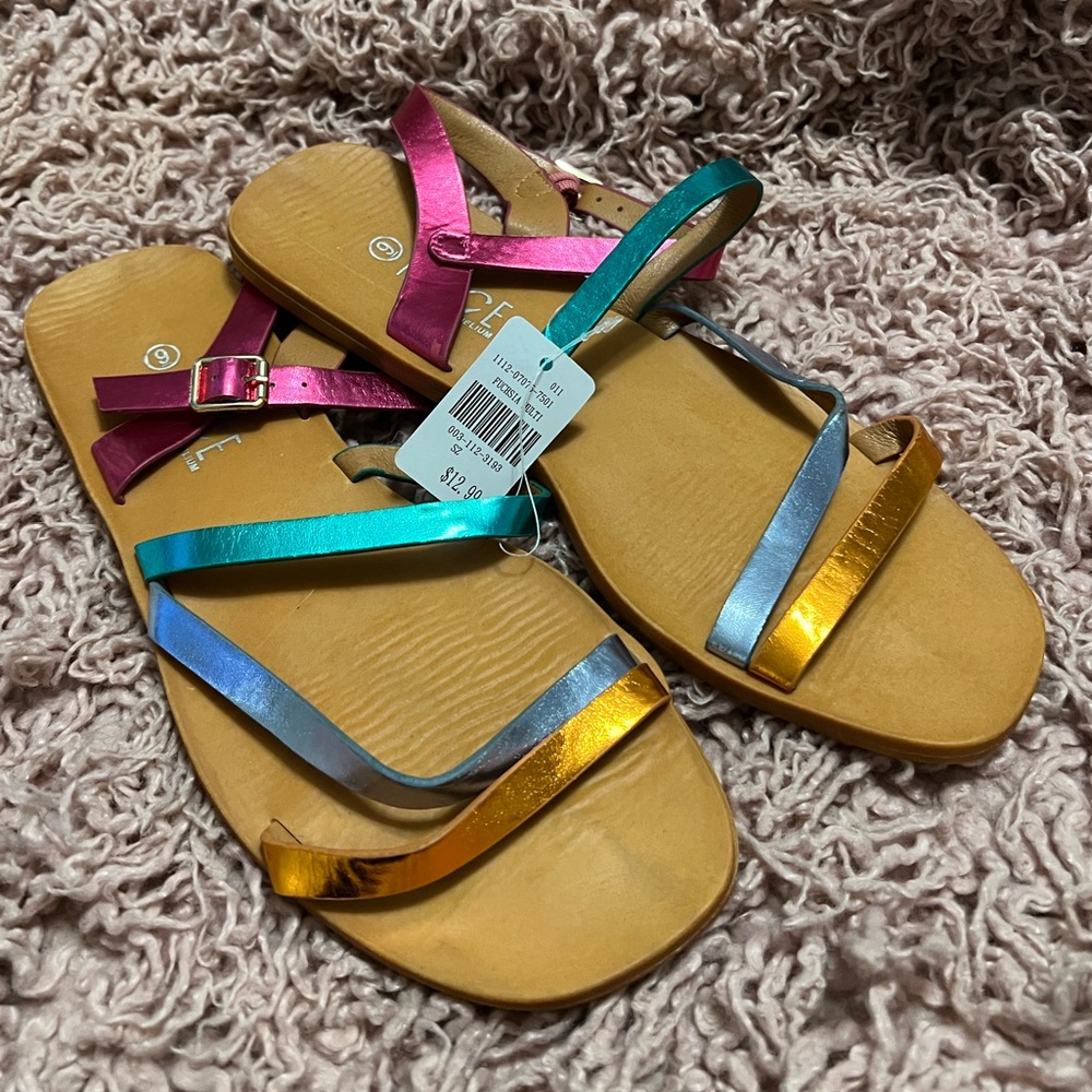 Multi Colored Strappy Sandals! NWT!